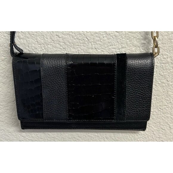Treasure & Bond Black Pebbled Leather Crossbody Purse Bag Clutch Gold Hardware - Picture 12 of 12